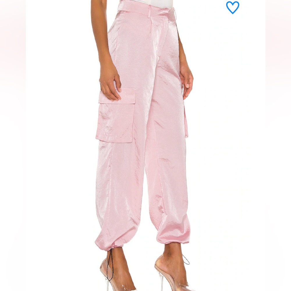 Superdown Seleste Pink Satin Drawstring Cargo Joggers - Picture 4 of 8
